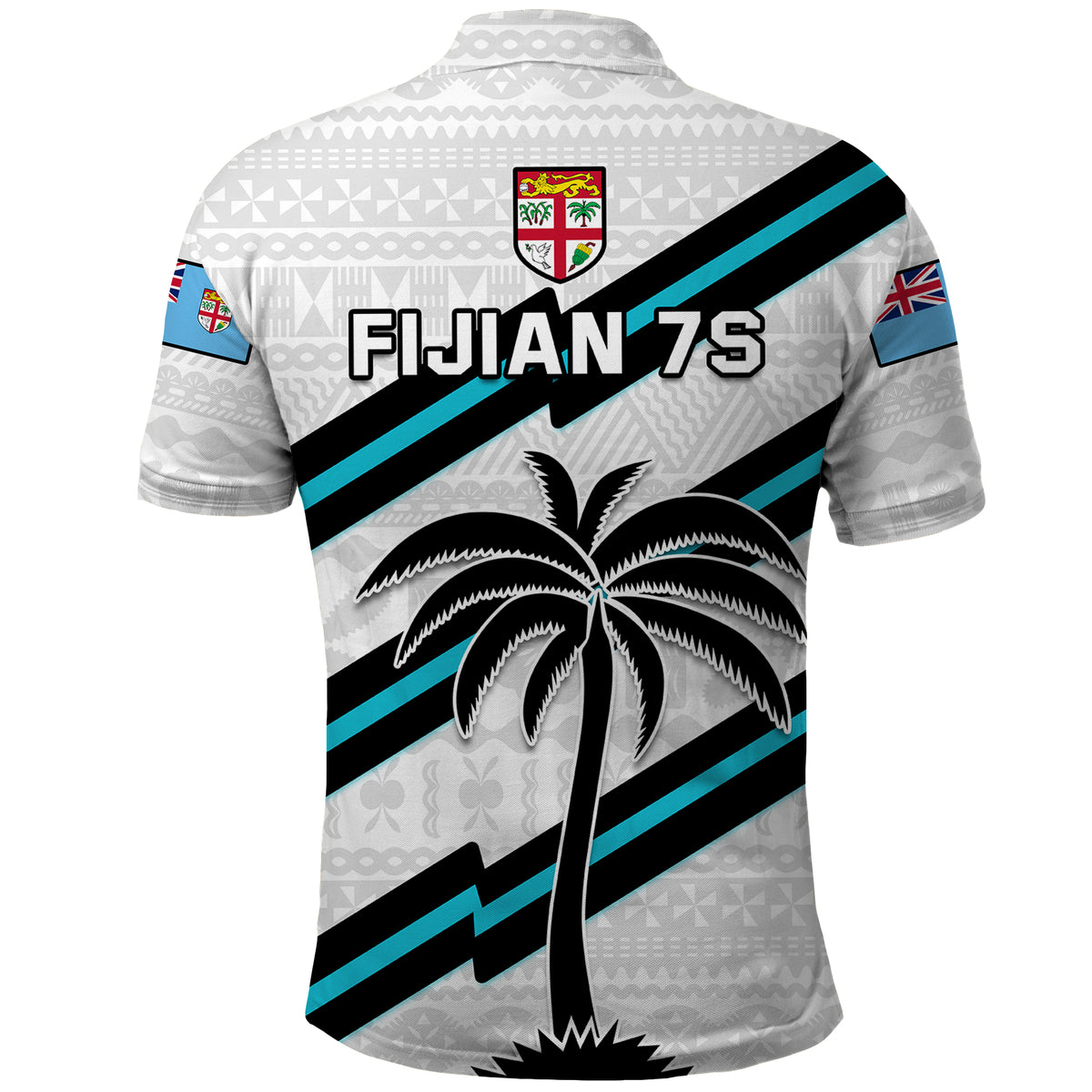 Fiji Rugby Tapa Pattern Fijian 7s White Polo Shirt LT14 - Polynesian Pride