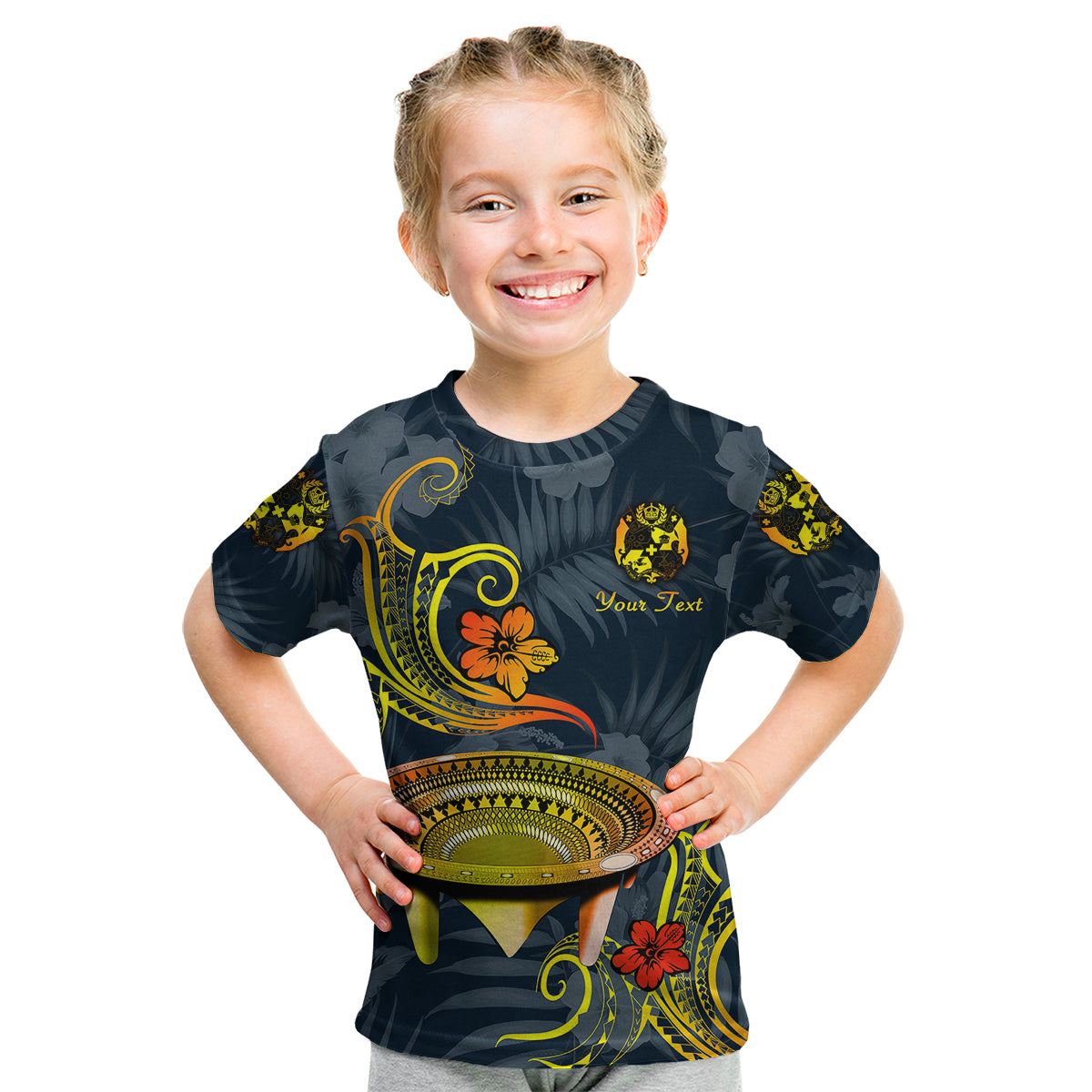 (Custom Personalised) Tonga Kumete Kava Bowl Sila Vibes - Gradient Kid T Shirt LT8 Youth XL Size14 - Polynesian Pride