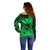 (Custom Personalised) Kakau Polynesian Tribal Hawaiian Turtle with Kanaka Maoli Green Off Shoulder Sweater LT9 - Polynesian Pride