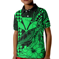Kakau Polynesian Tribal Hawaiian Turtle with Kanaka Maoli Green Kid Polo Shirt LT9 Kid Green - Polynesian Pride