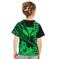 Kakau Polynesian Tribal Hawaiian Turtle with Kanaka Maoli Green Kid T Shirt LT9 - Polynesian Pride