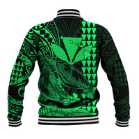 Kakau Polynesian Tribal Hawaiian Turtle with Kanaka Maoli Green Baseball Jacket LT9 - Polynesian Pride