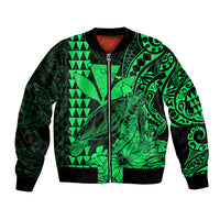 Kakau Polynesian Tribal Hawaiian Turtle with Kanaka Maoli Green Bomber Jacket LT9 Unisex Green - Polynesian Pride