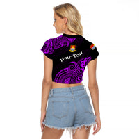 (Custom Personalised) Ribaberiki Kiribati Coat Of Arms Mix Purple Polynesian Raglan Cropped T Shirt LT14 - Polynesian Pride
