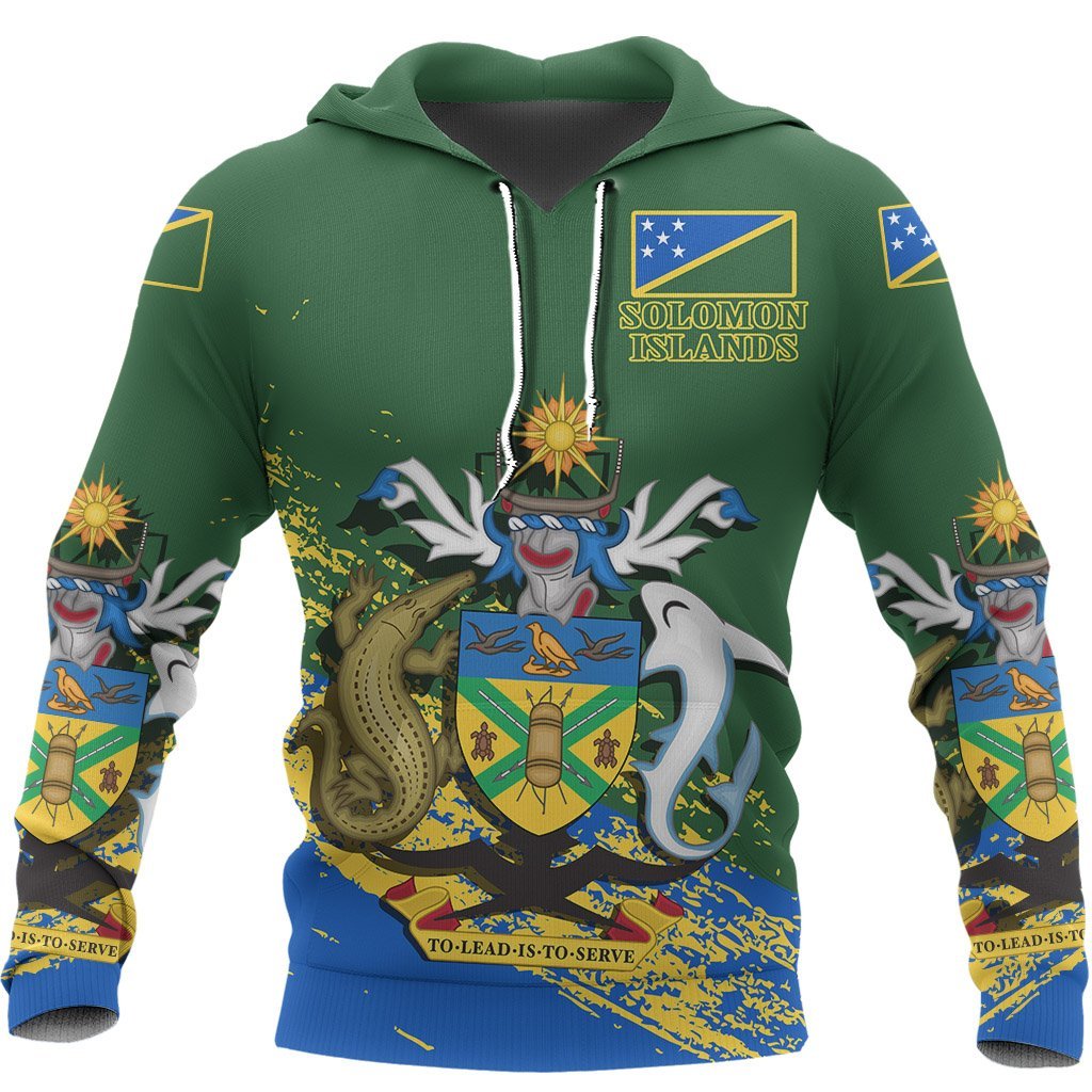 Solomon Islands Hoodie Solomon Islands Coat of Arms Special Unisex Green - Polynesian Pride