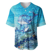 Mother and Baby Whale Mix Polynesian Style Baseball Jersey TS07 - Polynesian Pride