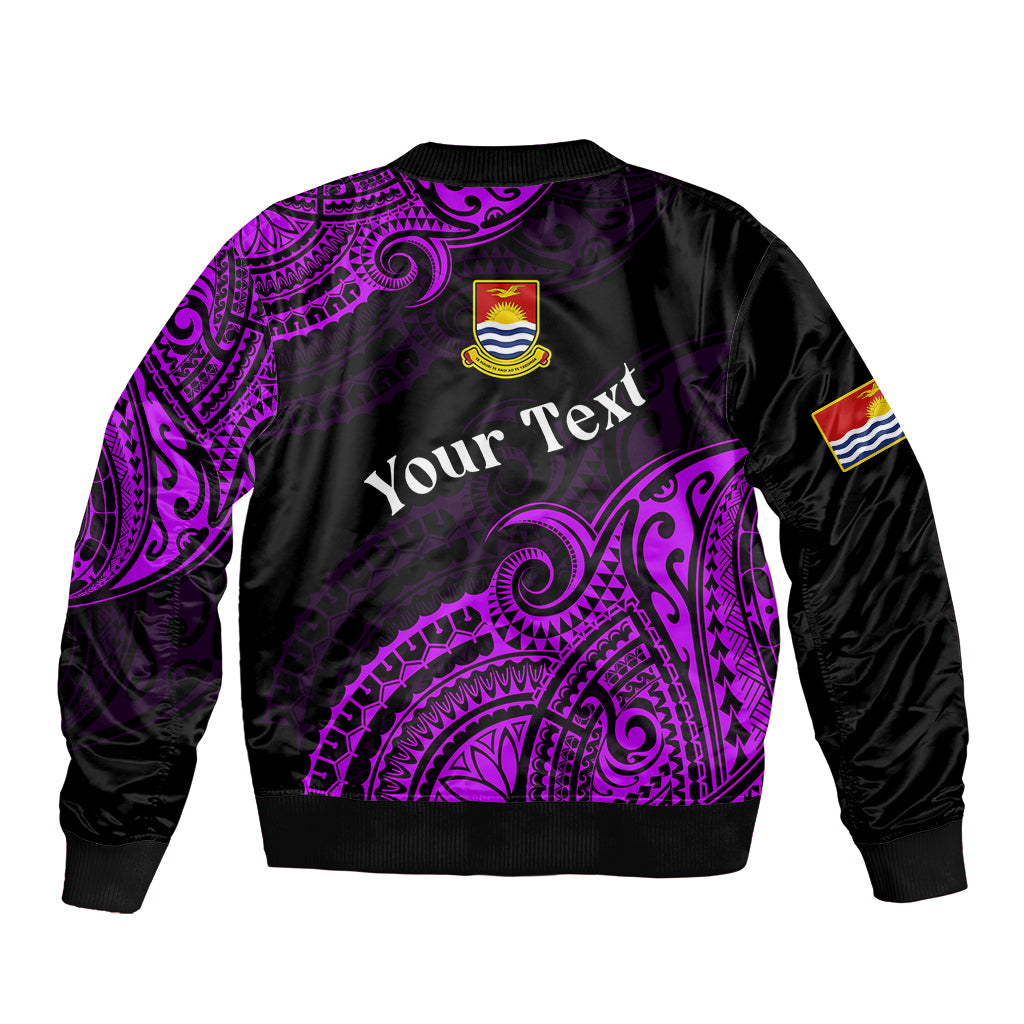(Custom Personalised) Ribaberiki Kiribati Coat Of Arms Mix Purple Polynesian Bomber Jacket LT14 - Polynesian Pride