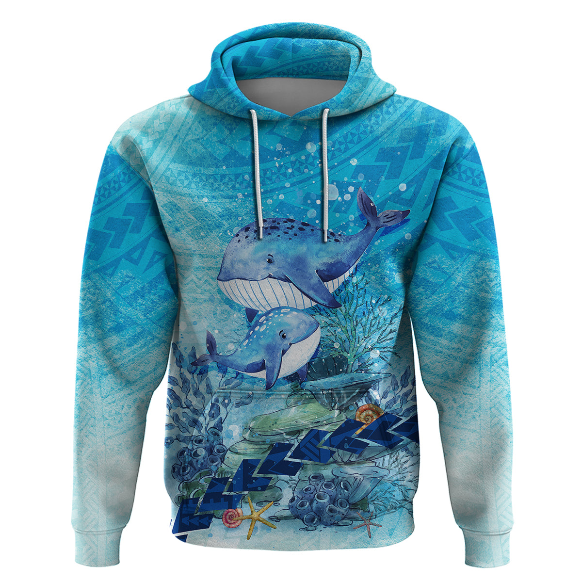 Mother and Baby Whale Mix Polynesian Style Hoodie TS07 - Polynesian Pride