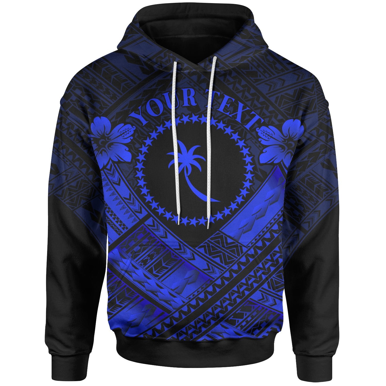 Chuuk Polynesian Custom Hoodie Chuuk Blue Seal Camisole Hibiscus Style Unisex Blue - Polynesian Pride