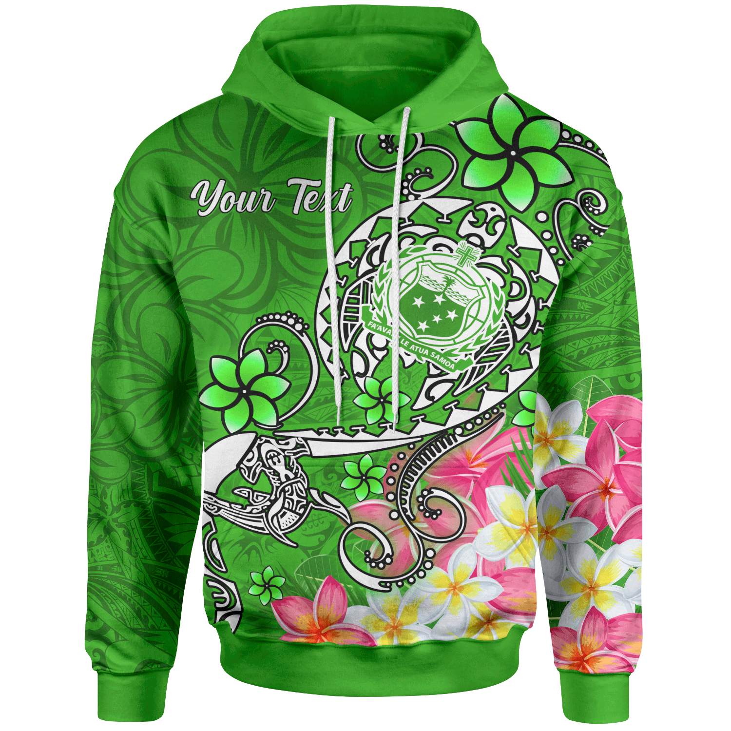 Samoa Custom Hoodie Turtle Plumeria (Green) Unisex Green - Polynesian Pride