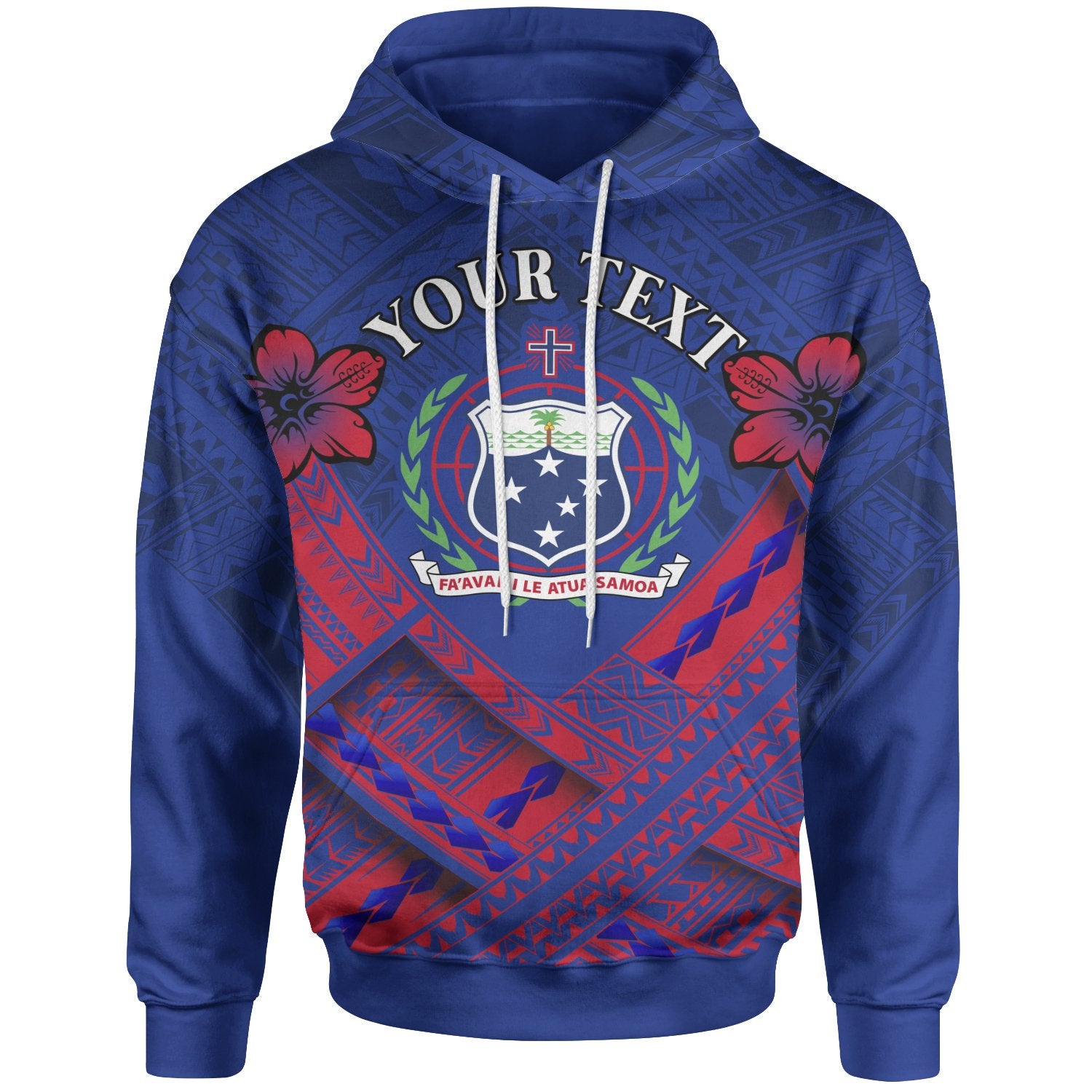 Samoa Custom Polynesian Hoodie Samoa Seal Camisole Hibiscus Style Unisex Blue - Polynesian Pride