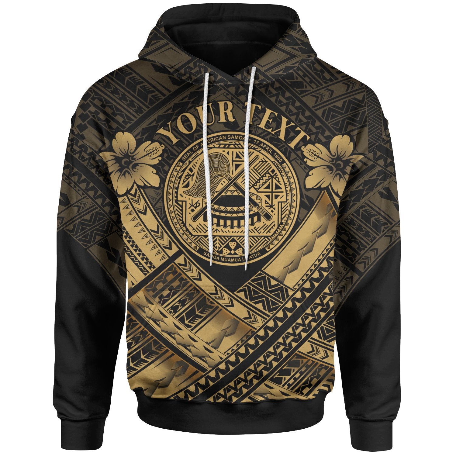 American Samoa Custom Hoodie AS Gold Seal Polynesian Patterns Unisex Gold - Polynesian Pride