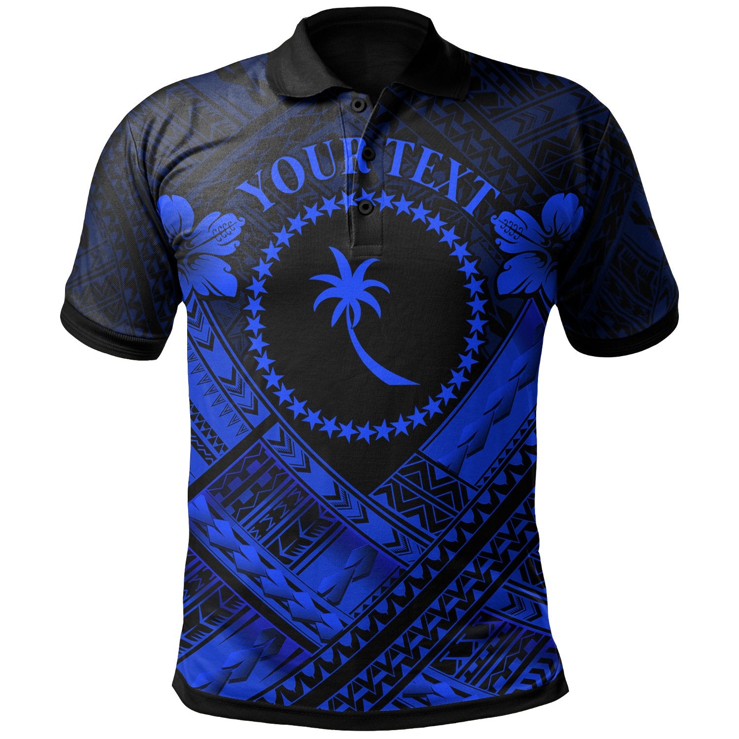 Chuuk Polynesian Custom Polo Shirt Truk Blue Seal Camisole Hibiscus Style Unisex Blue - Polynesian Pride