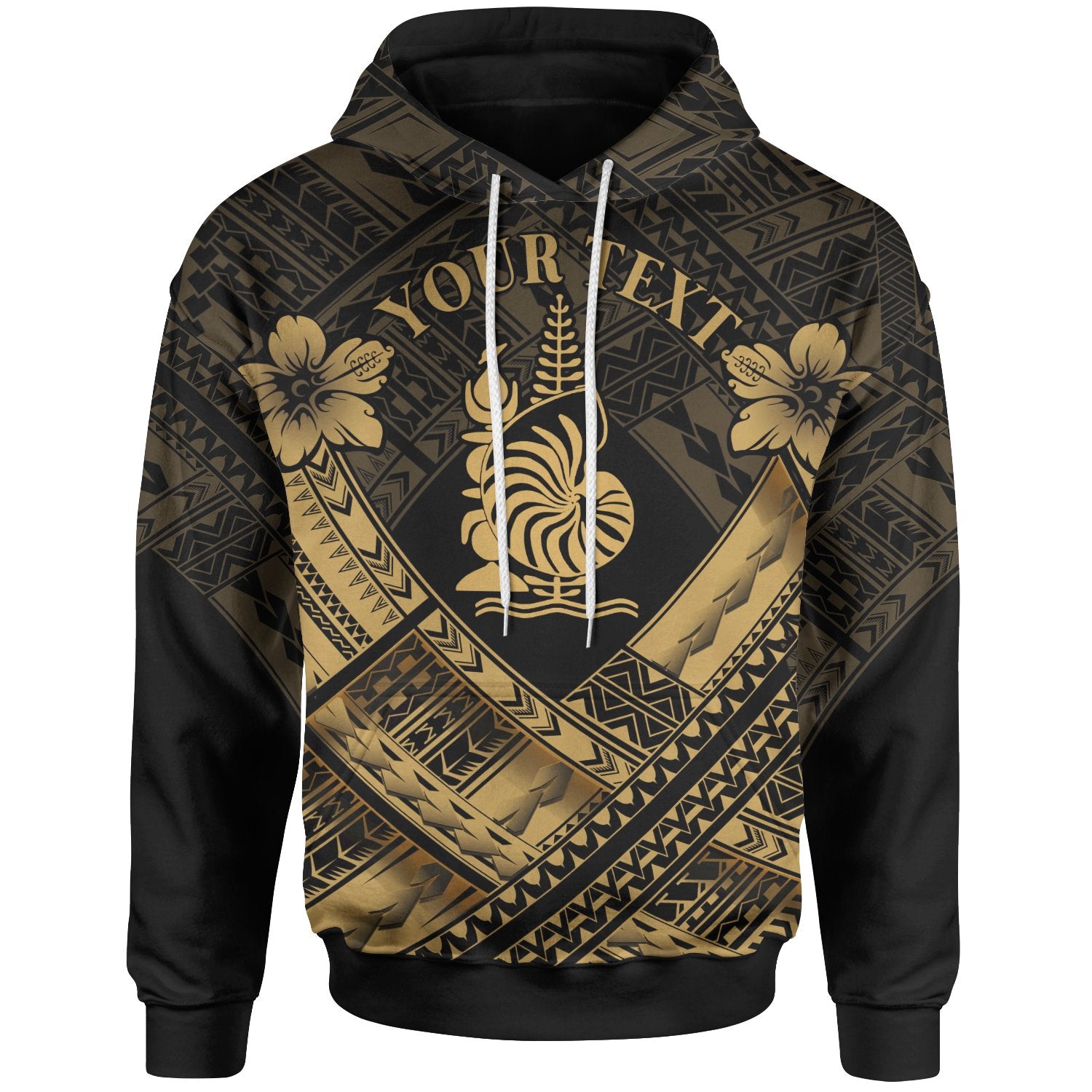 New Caledonia Polynesian Custom Hoodie New Caledonia Gold Seal Camisole Hibiscus Style Unisex Gold - Polynesian Pride