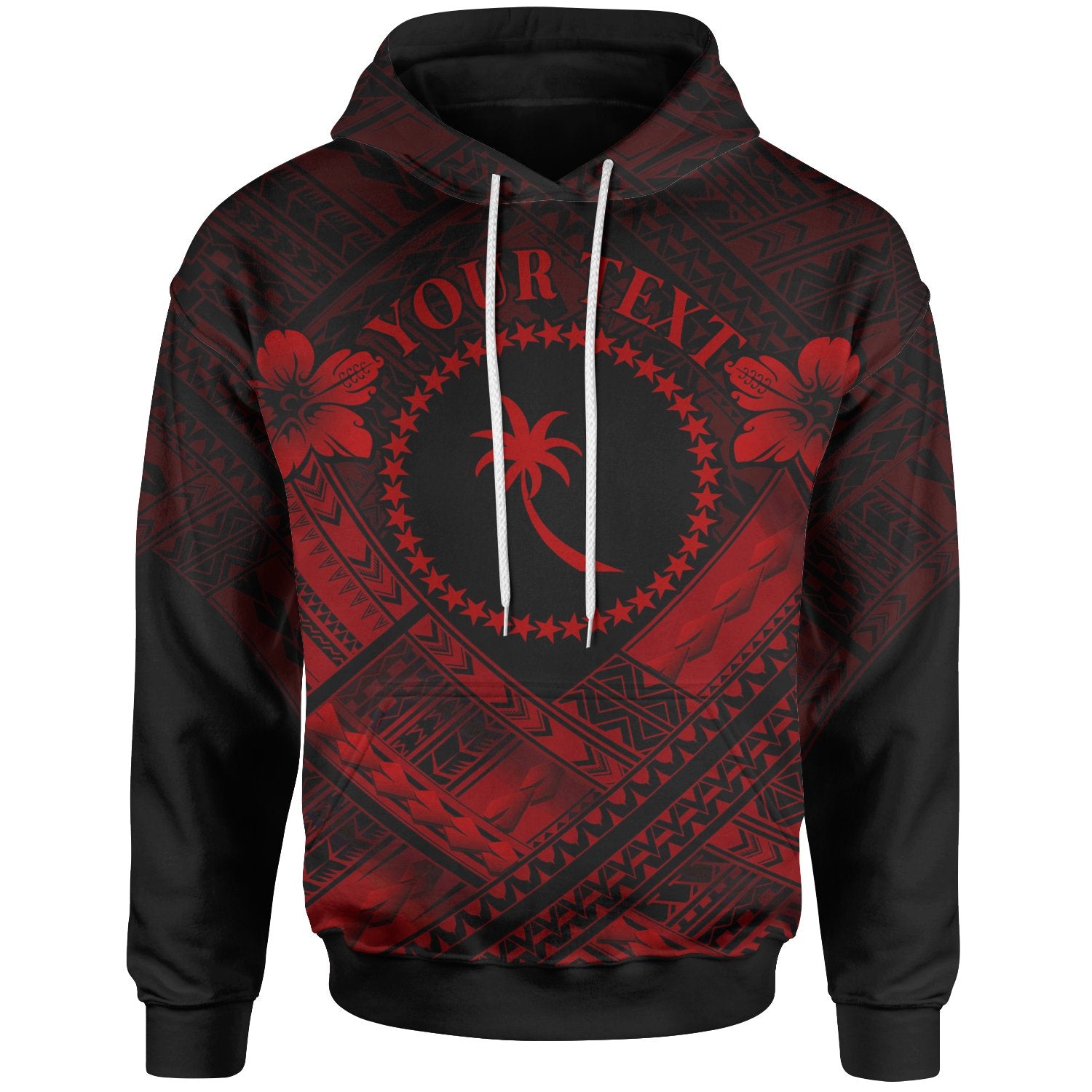 Chuuk Polynesian Custom Hoodie Chuuk Red Seal Camisole Hibiscus Style Unisex Red - Polynesian Pride