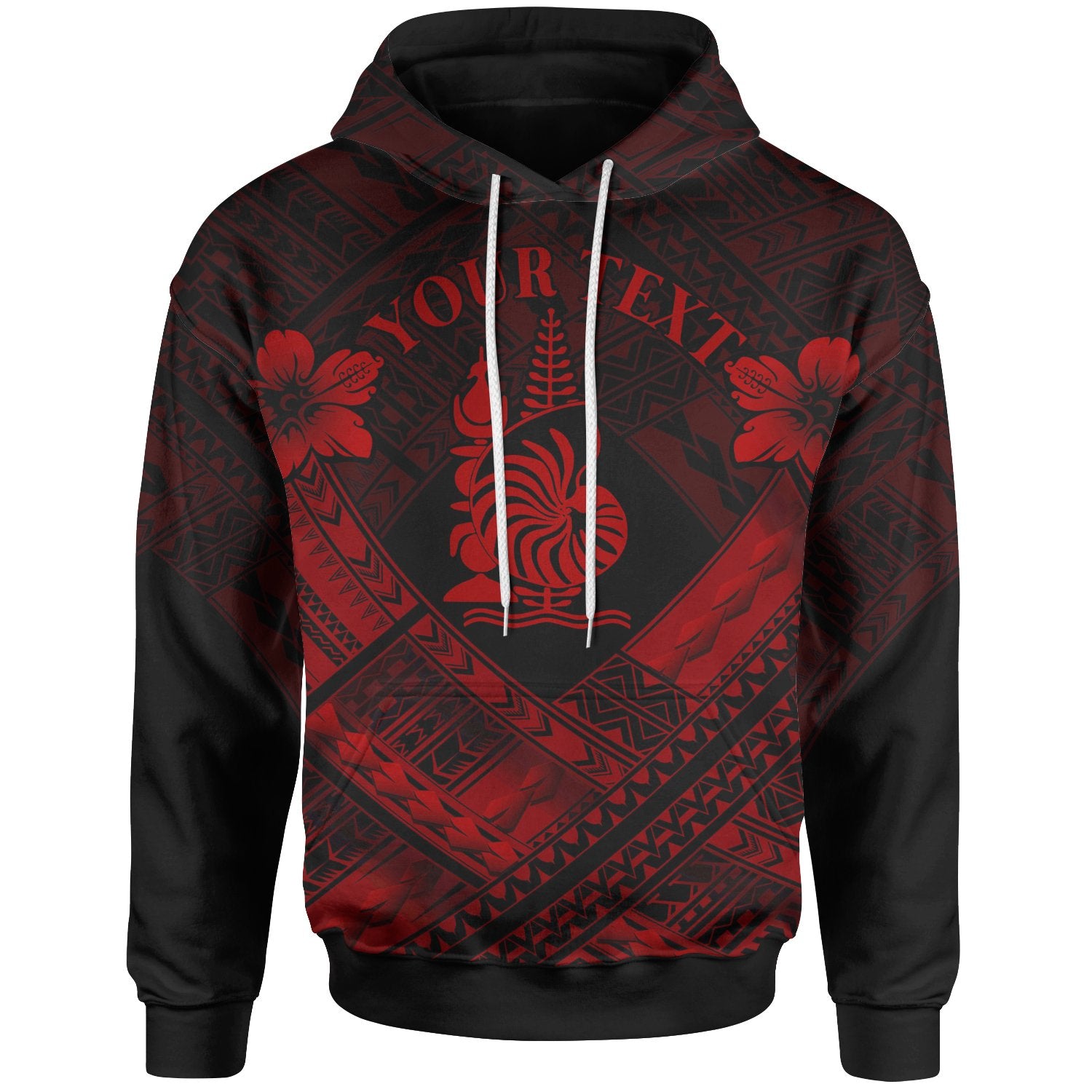 New Caledonia Polynesian Custom Hoodie New Caledonia Red Seal Camisole Hibiscus Style Unisex Red - Polynesian Pride