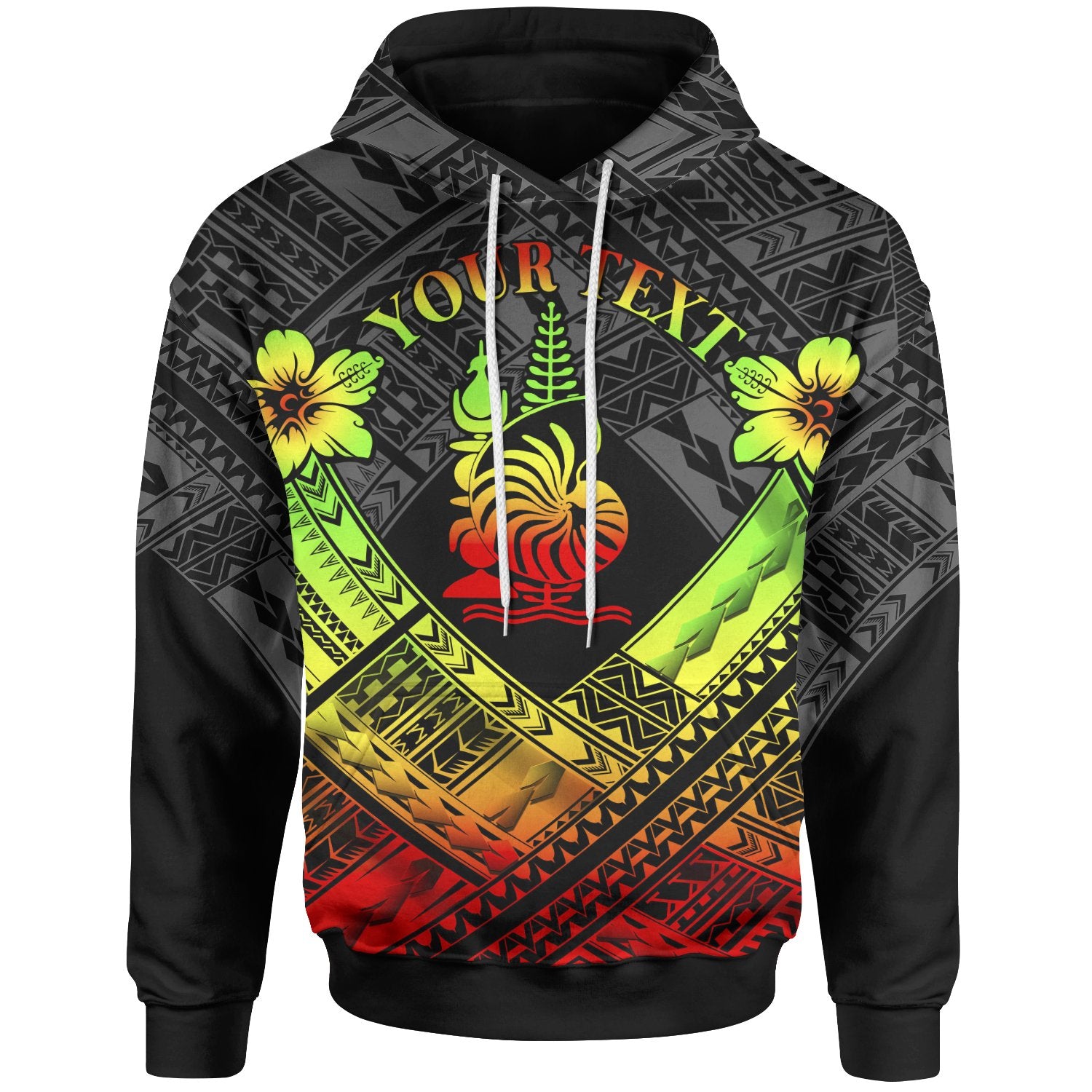 New Caledonia Polynesian Custom Hoodie New Caledonia Reggae Seal Camisole Hibiscus Style Unisex Reggae - Polynesian Pride