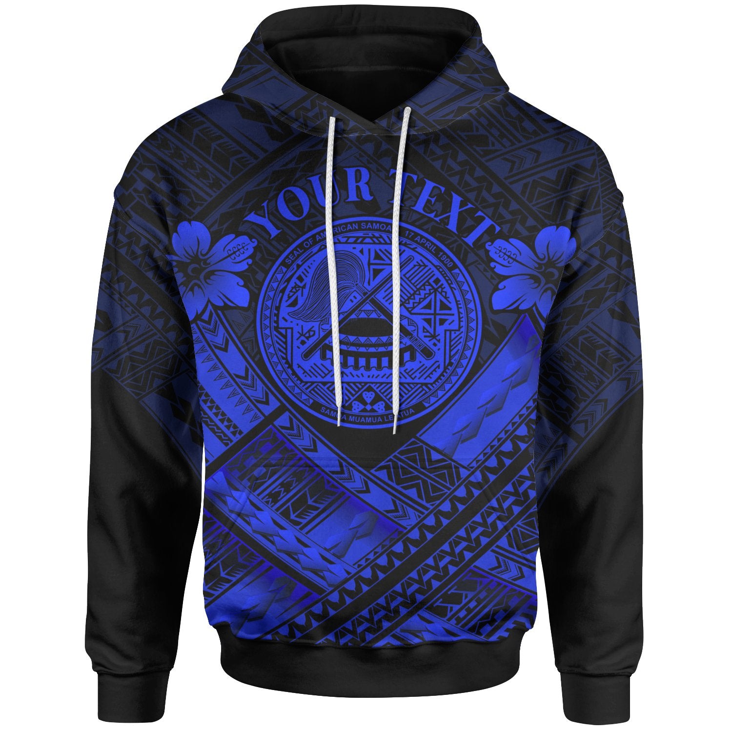 American Samoa Custom Hoodie AS Blue Seal Polynesian Patterns Unisex Blue - Polynesian Pride