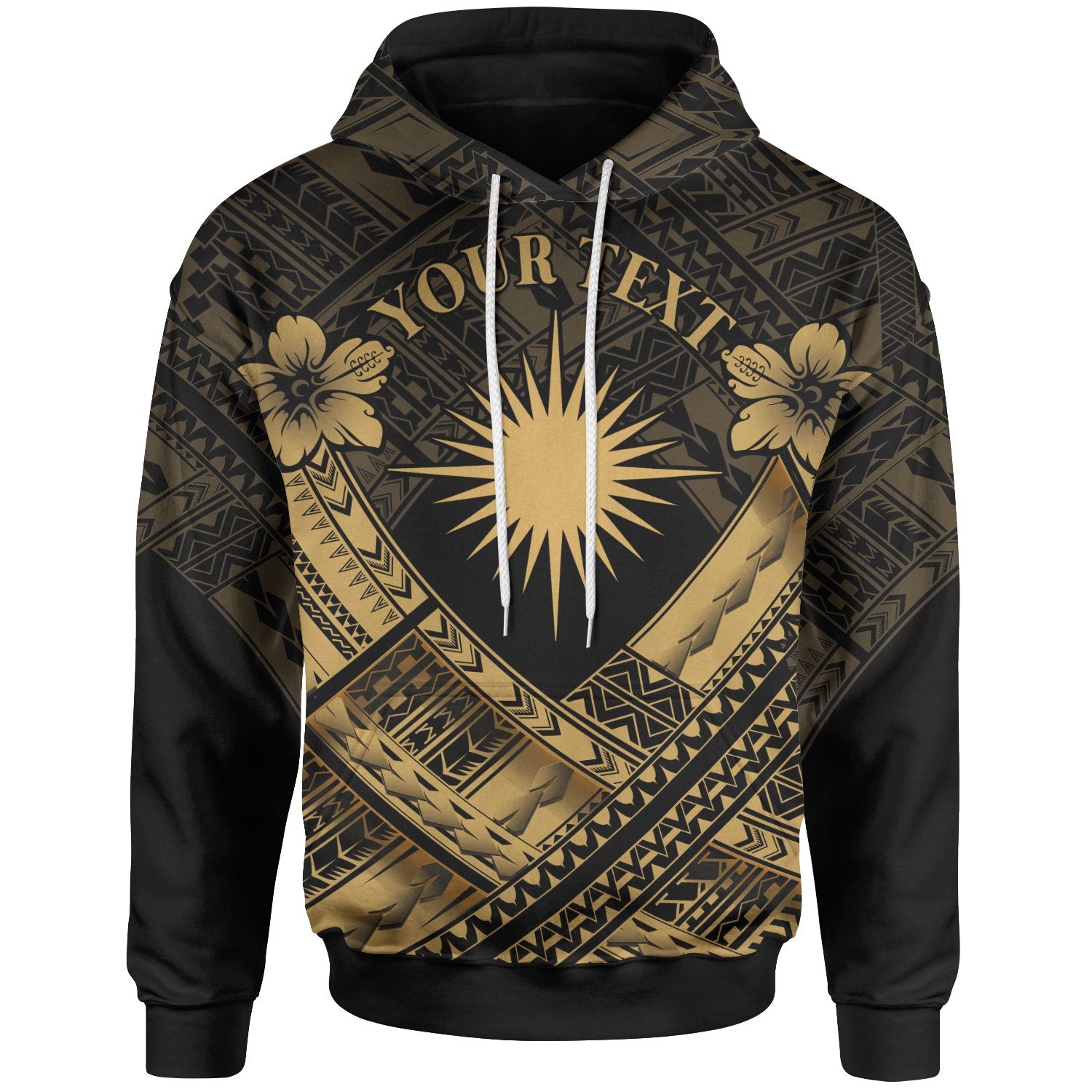 Marshall Islands Polynesian Custom Hoodie Marshall Islands Gold Flag Camisole Hibiscus Style Unisex Gold - Polynesian Pride