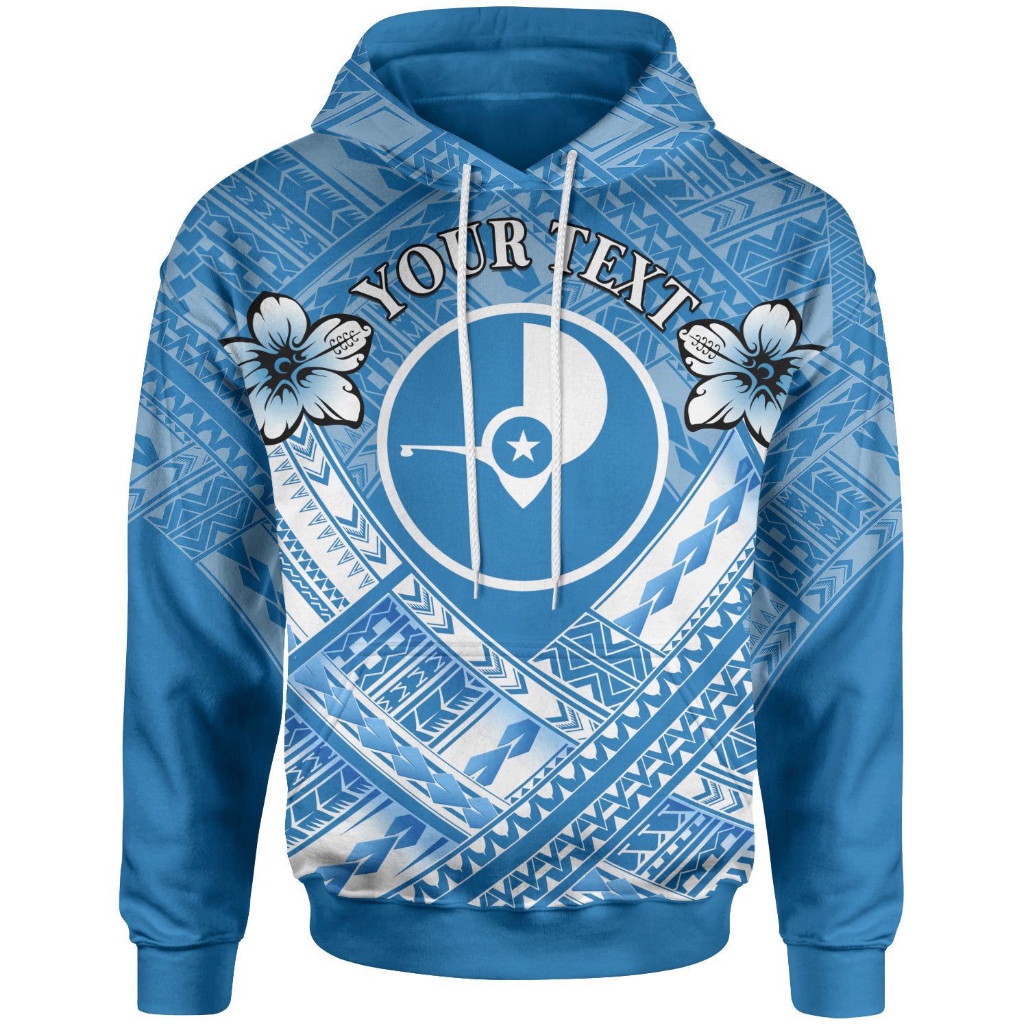 Yap Custom Hoodie Yap Flag Camisole Hibiscus Style Unisex Blue - Polynesian Pride