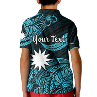 (Custom Personalised) Nauru Polynesian Hibiscus Naoero Turquoise Kid Polo Shirt LT14 - Polynesian Pride