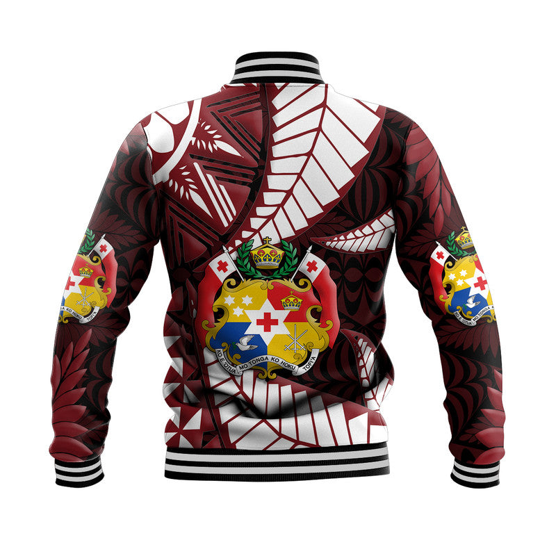 Tonga Emancipation Day Baseball Jacket Kupesi Pattern No.2 Black LT9 - Polynesian Pride