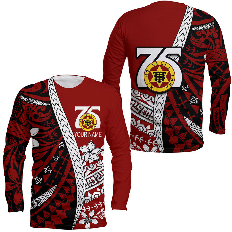 (Custom Personalised) Tonga High School 75th Anniversary Long Sleeve Shirt Red Polynesian Minimalist Style LT9 Unisex Red - Polynesian Pride