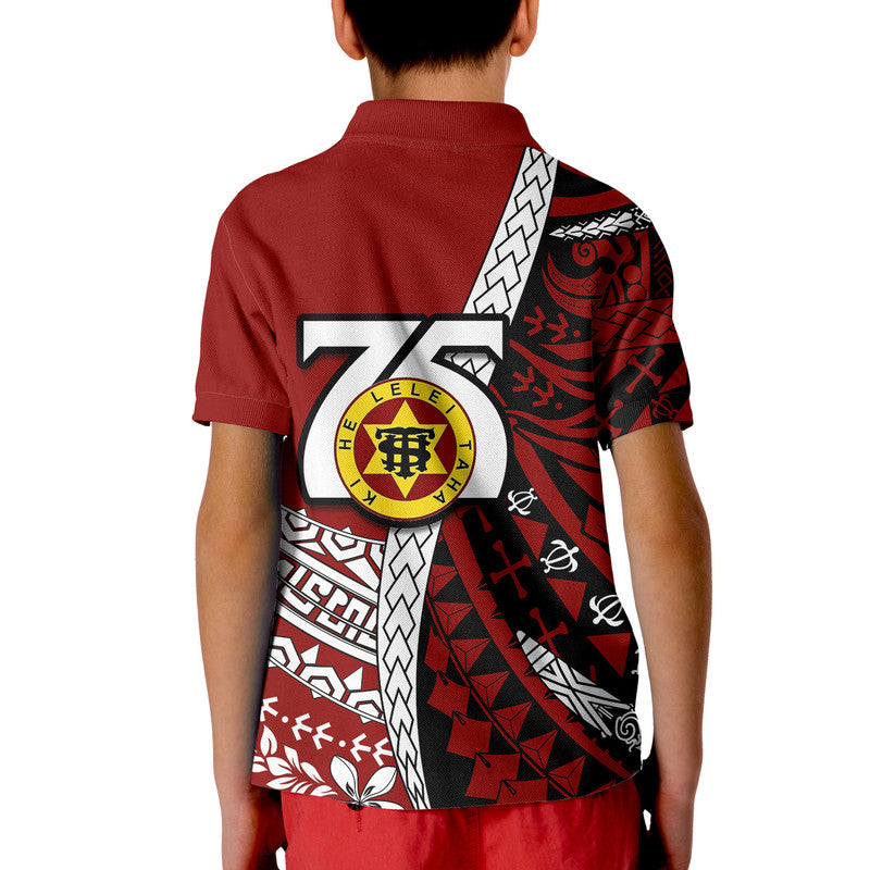 Tonga High School 75th Anniversary Polo Shirt Red Polynesian Minimalist Style LT9 - Polynesian Pride