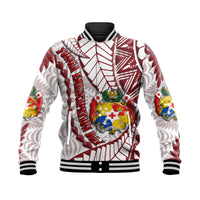 Tonga Emancipation Day Baseball Jacket Kupesi Pattern No.2 White LT9 Unisex - Polynesian Pride