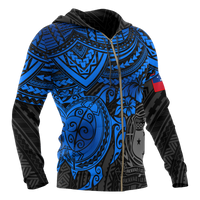 Samoa Polynesian Hoodie (Zip up) Blue Turtle - Polynesian Pride