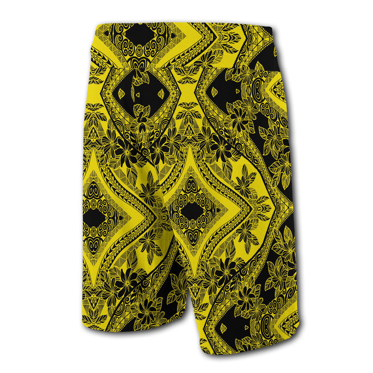Hawaii Polynesian Plumeria Board Shorts Mix Yellow - Polynesian Pride