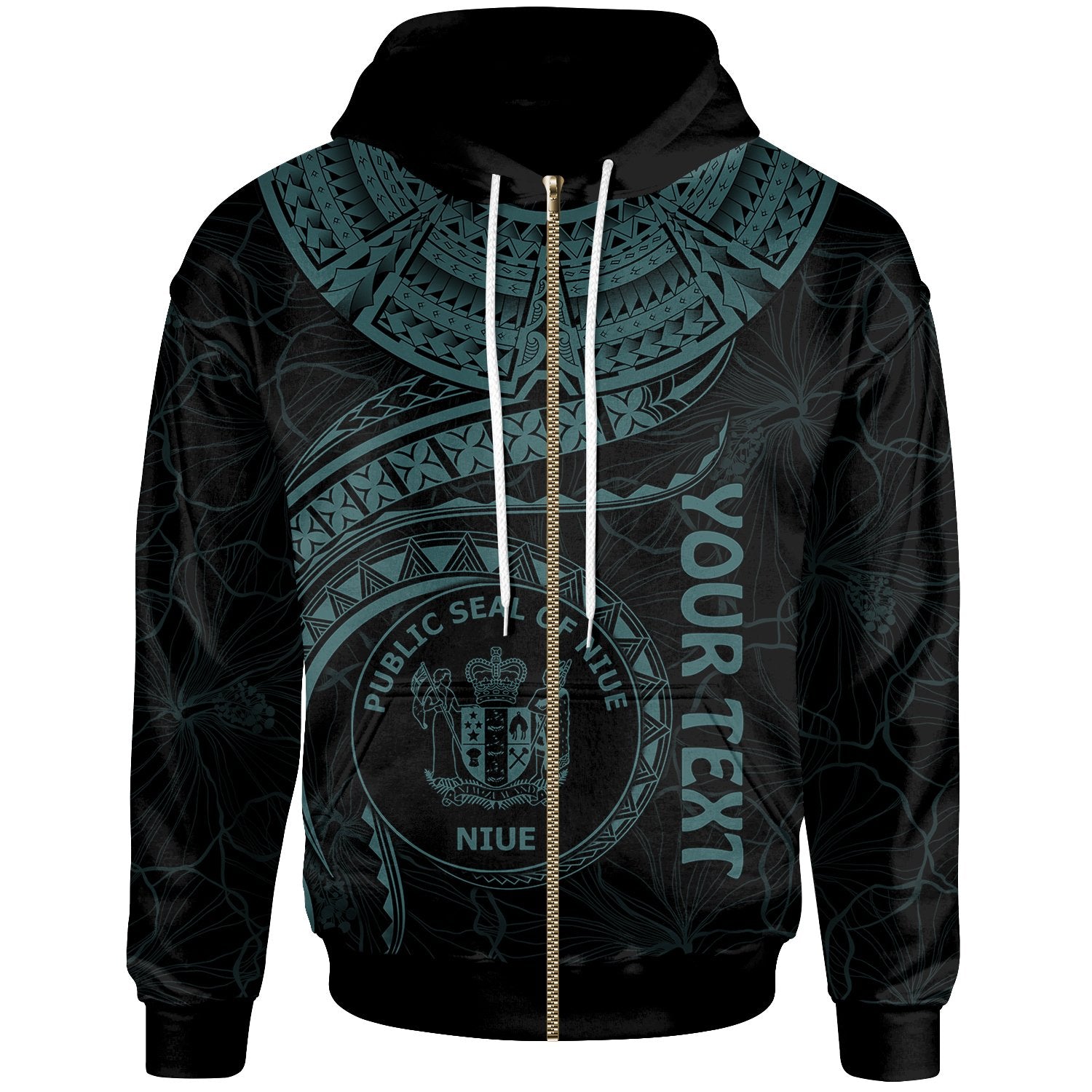 Niue Polynesian Custom Zip up Hoodie Niue Waves (Turquoise) Unisex Turquoise - Polynesian Pride