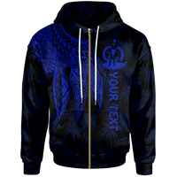 Vanuatu Custom Zip up Hoodie Polynesian Wings (Blue) Unisex Blue - Polynesian Pride