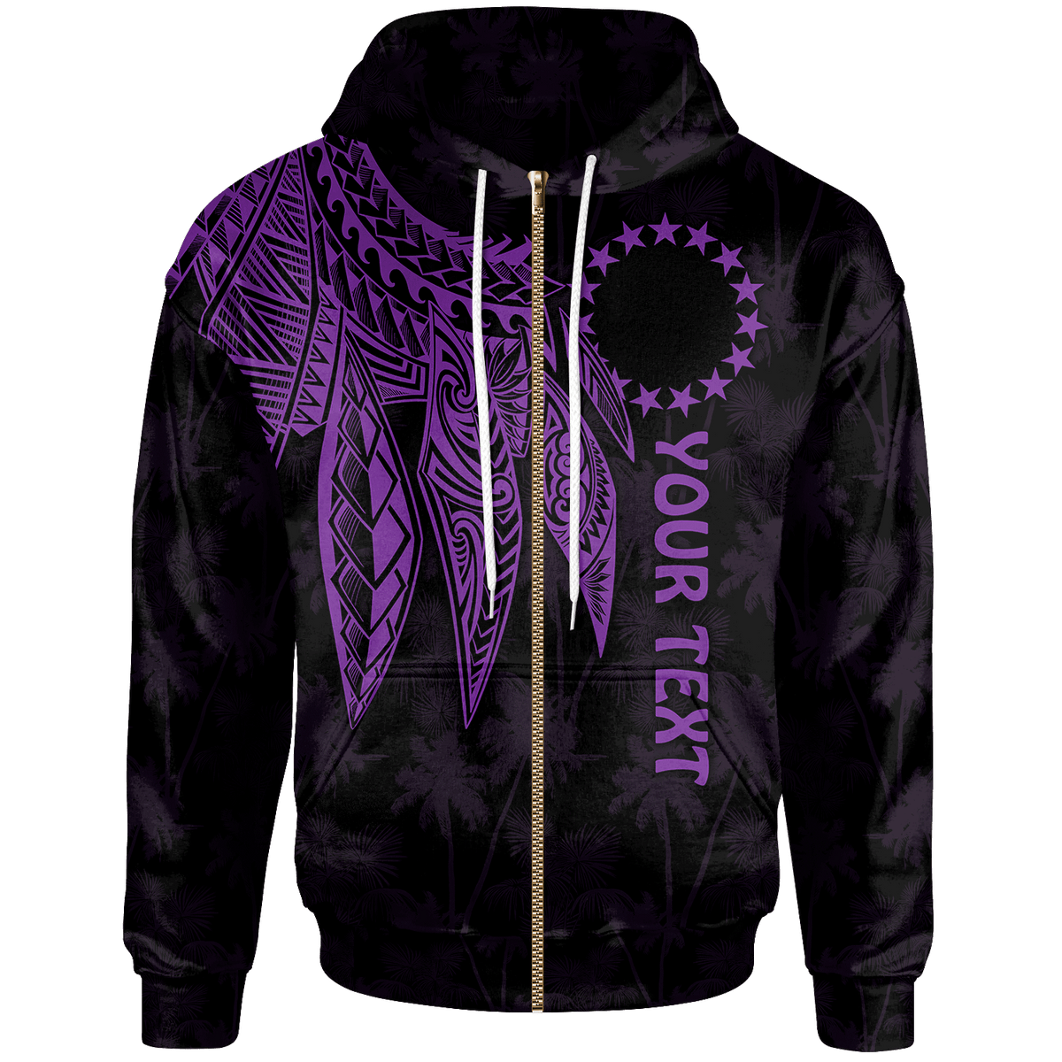 Cook Islands Custom Zip up Hoodie Polynesian Wings (Purple) Unisex Purple - Polynesian Pride