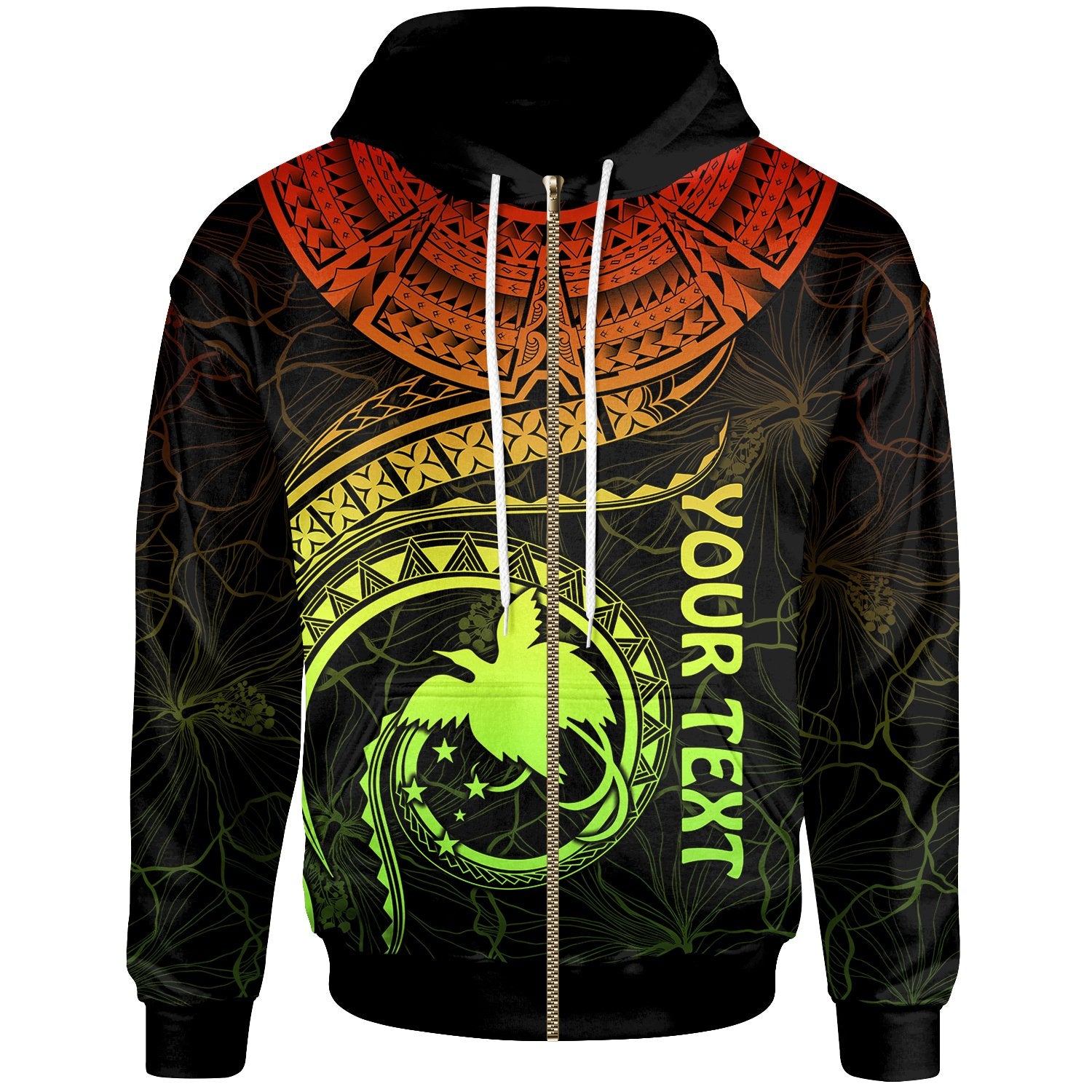 Papua New Guinea Polynesian Custom Zip up Hoodie Papua New Guinea Waves (Reggae) Unisex Reggae - Polynesian Pride