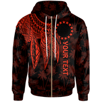 Cook Islands Custom Zip up Hoodie Polynesian Wings (Red) Unisex Red - Polynesian Pride