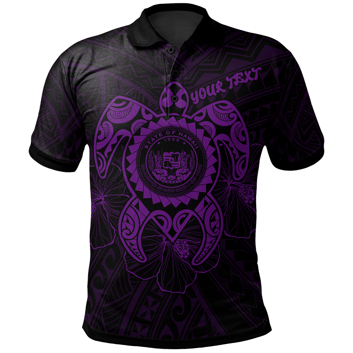 Hawaii Polynesian Custom Polo Shirt Vintage Polynesian Turtle (Purple) Unisex Purple - Polynesian Pride
