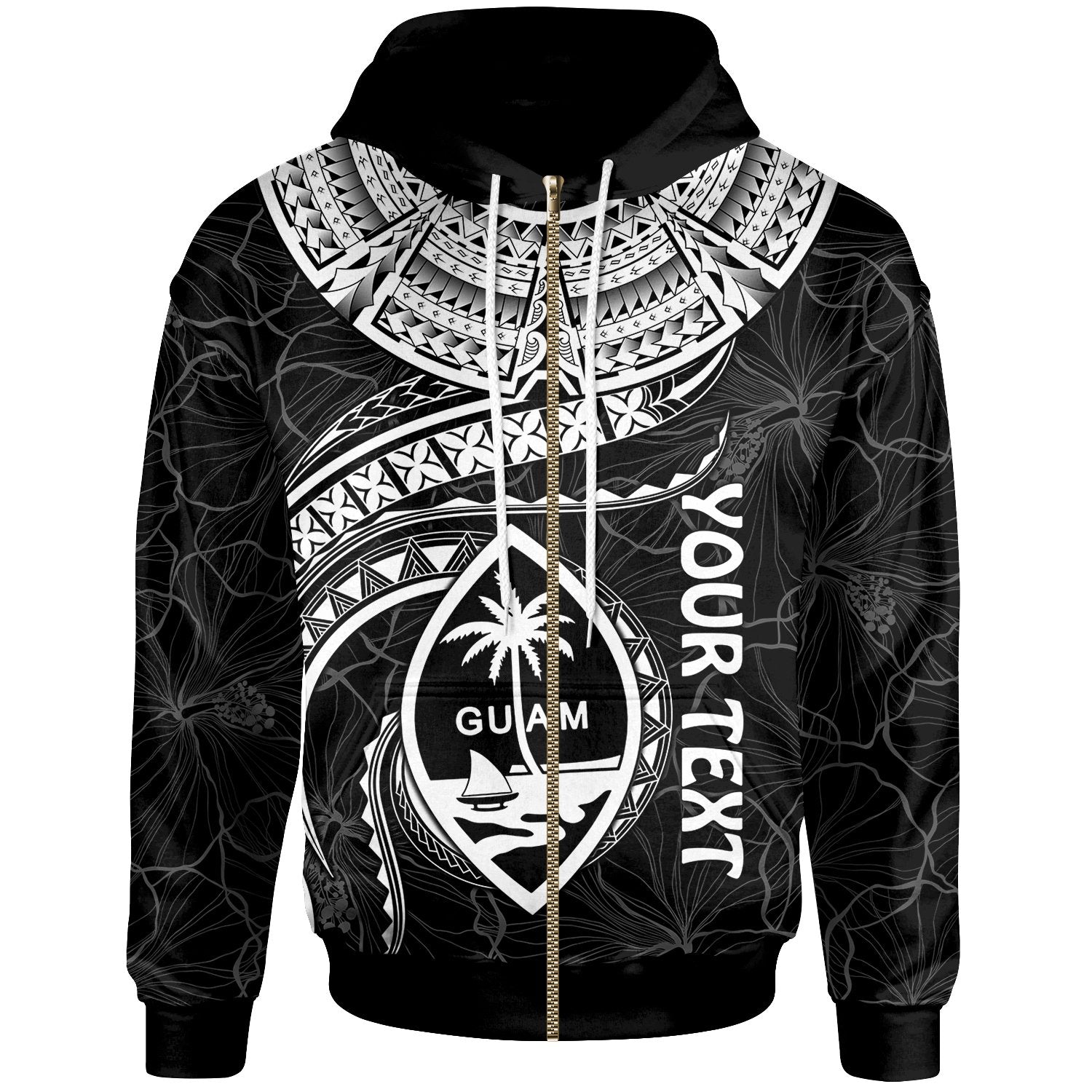 Guam Polynesian Custom Zip up Hoodie Guam Waves (White) Unisex White - Polynesian Pride