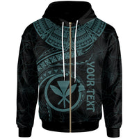 Polynesian Hawaii Kanaka Maoli Custom Zip up Hoodie Hawaiian Waves (Turquoise) Unisex Turquoise - Polynesian Pride