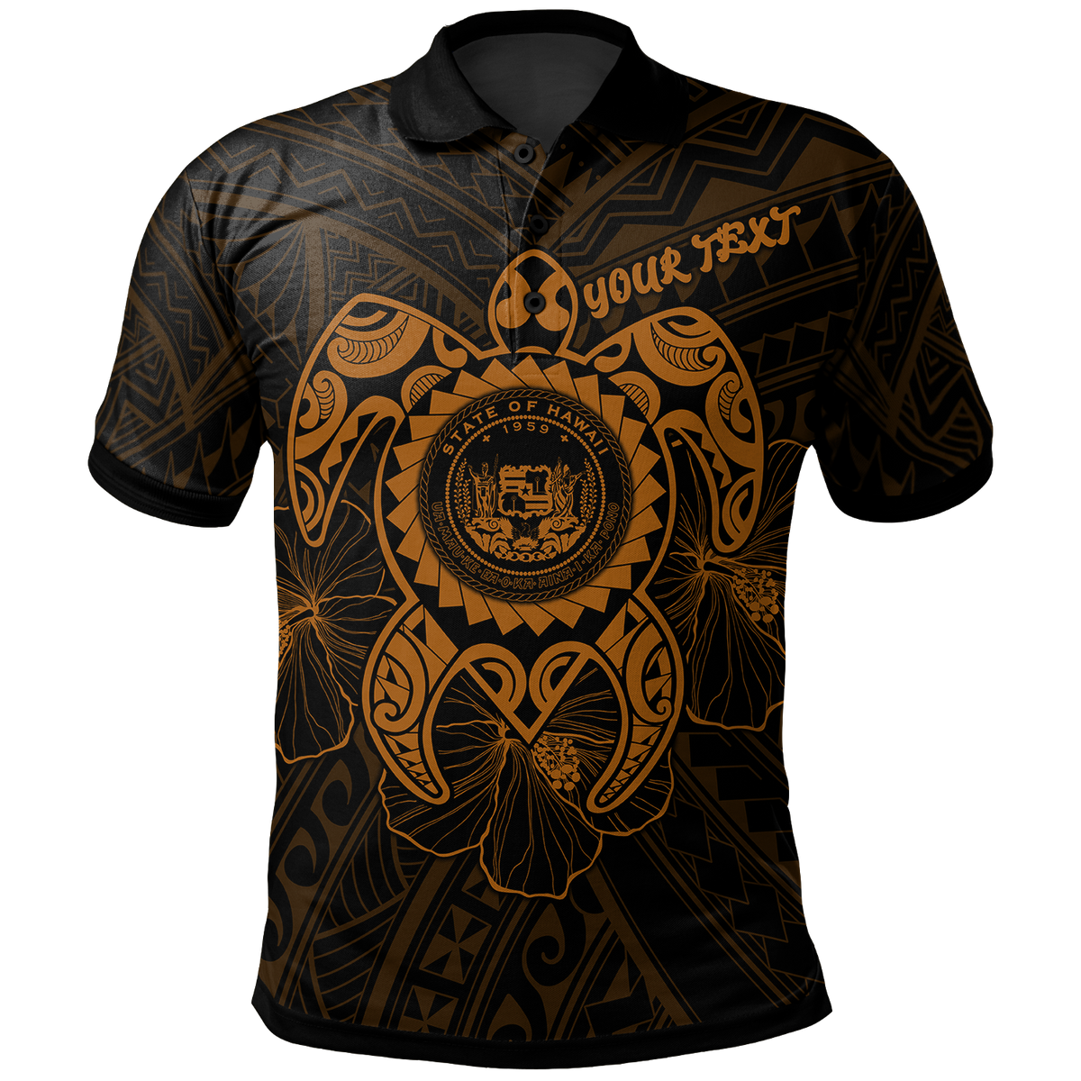 Hawaii Polynesian Custom Polo Shirt Vintage Polynesian Turtle (Golden) Unisex Golden - Polynesian Pride