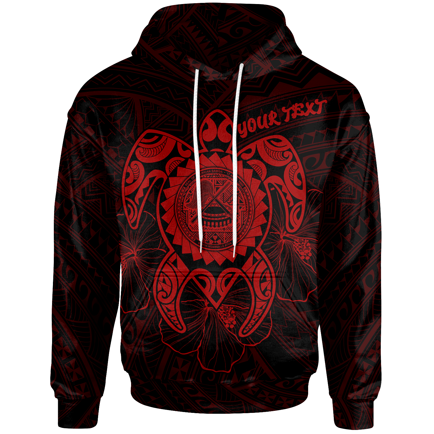 American Samoa Polynesian Custom Hoodie Vintage Polynesian Turtle (RED) Unisex Reggae - Polynesian Pride