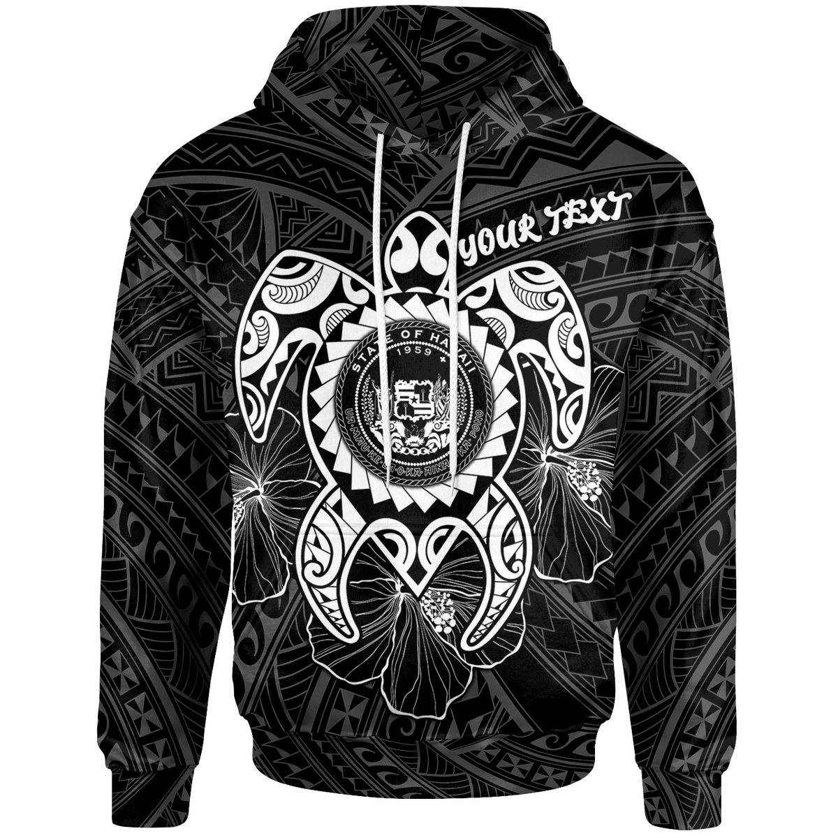 Hawaii Polynesian Custom Hoodie Vintage Polynesian Turtle (White) Unisex White - Polynesian Pride