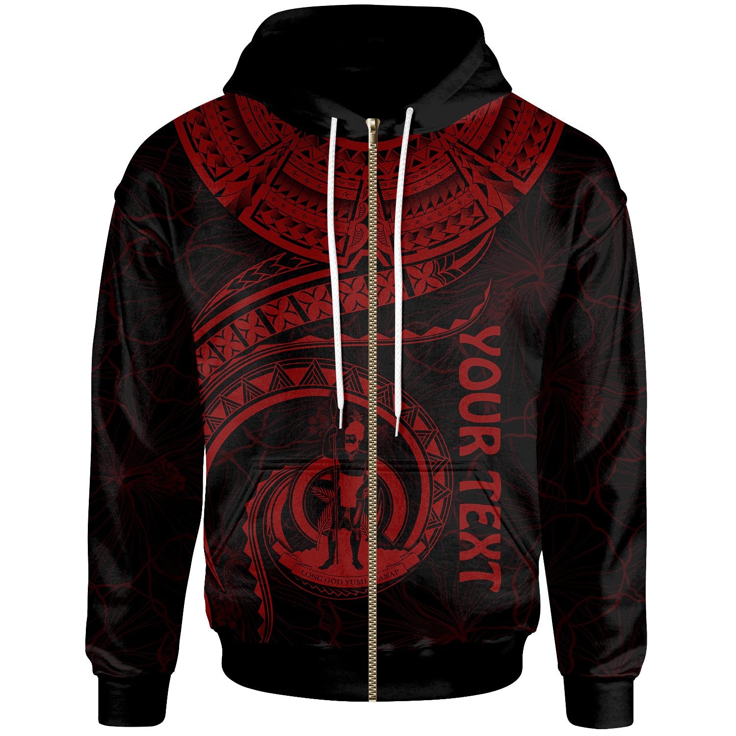 Vanuatu Polynesian Custom Zip up Hoodie Vanuatu Waves (Red) Unisex Red - Polynesian Pride