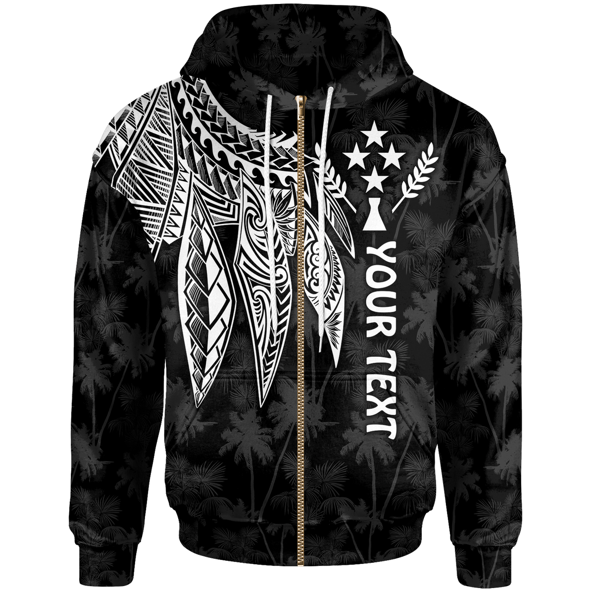 Kosrae Custom Zip up Hoodie Polynesian Wings (White) Unisex White - Polynesian Pride