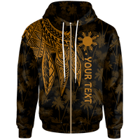 The Philippines Custom Zip up Hoodie Polynesian Wings (Golden) Unisex Golden - Polynesian Pride