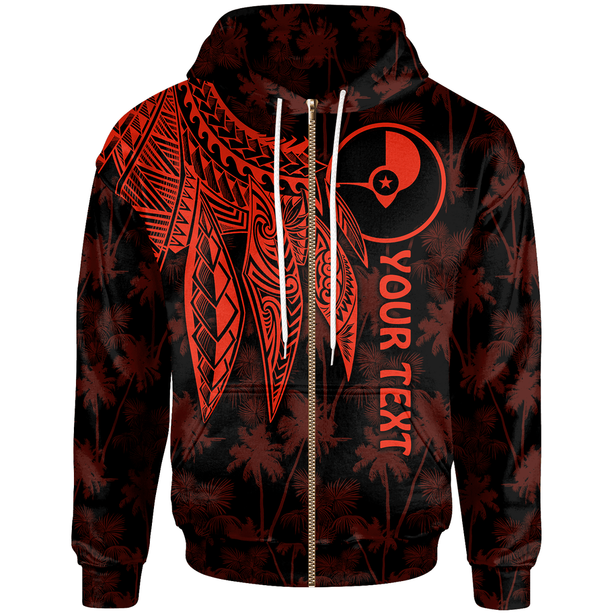 Yap Custom Zip up Hoodie Polynesian Wings (Red) Unisex Red - Polynesian Pride