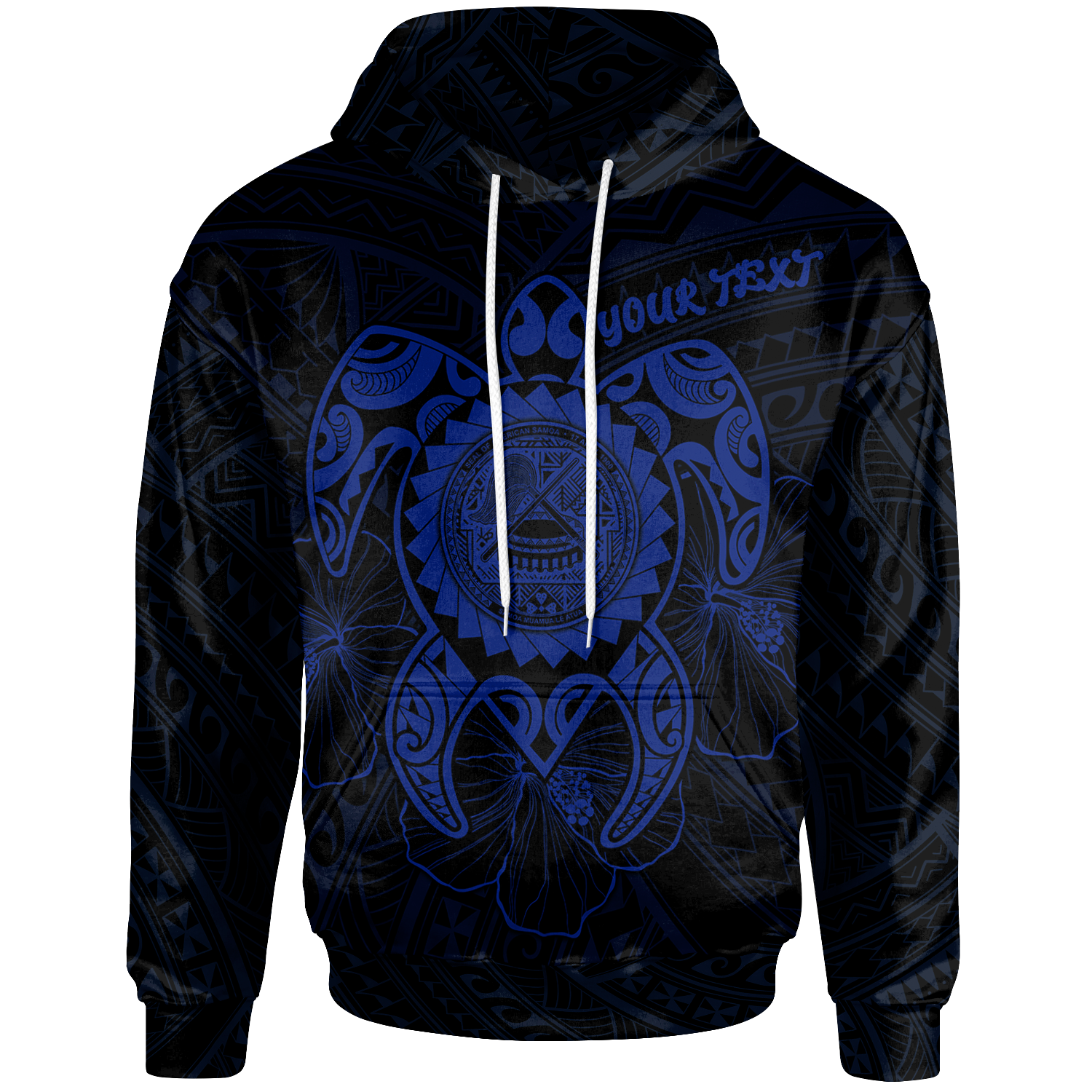 American Samoa Polynesian Custom Hoodie Vintage Polynesian Turtle (Blue) Unisex Blue - Polynesian Pride