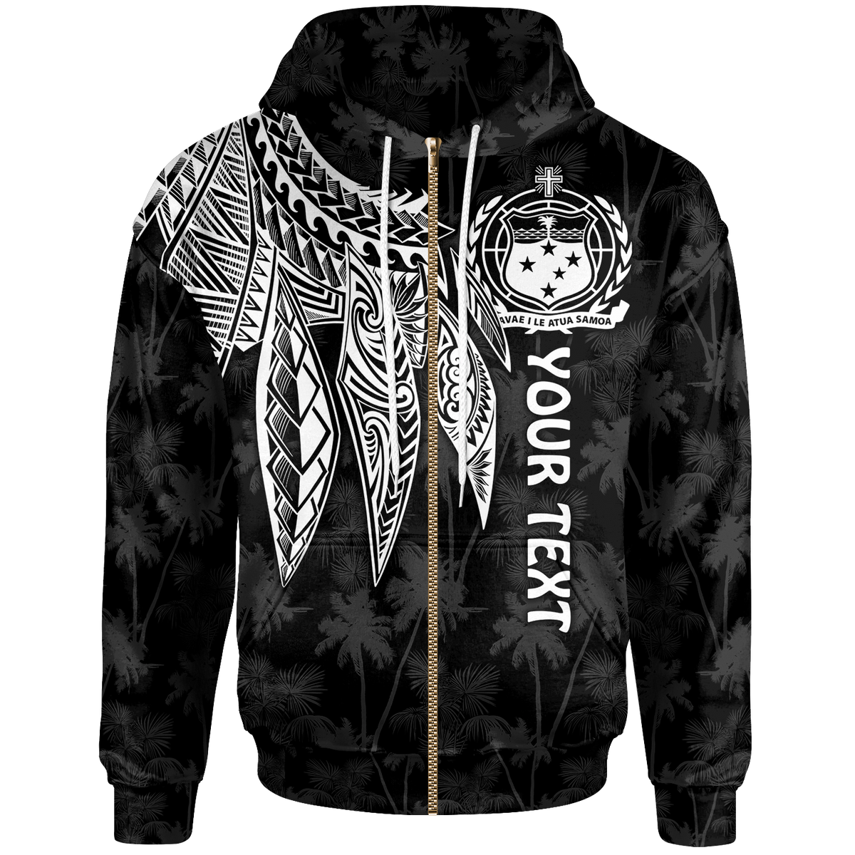 Samoa Custom Zip up Hoodie Polynesian Wings (White) Unisex White - Polynesian Pride