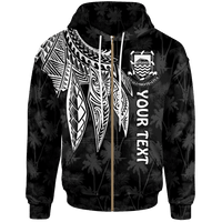 Tuvalu Custom Zip up Hoodie Polynesian Wings (White) Unisex Blue - Polynesian Pride