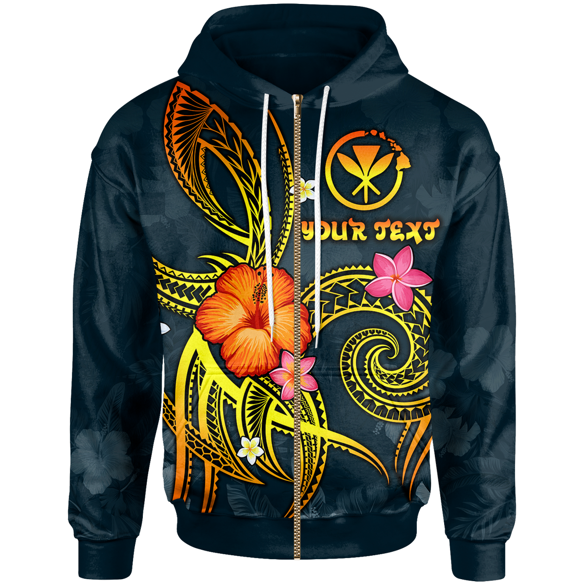 Polynesian Hawaii Custom Zip up Hoodie Legend of Kanaka Maoli (Blue) Unisex Blue - Polynesian Pride